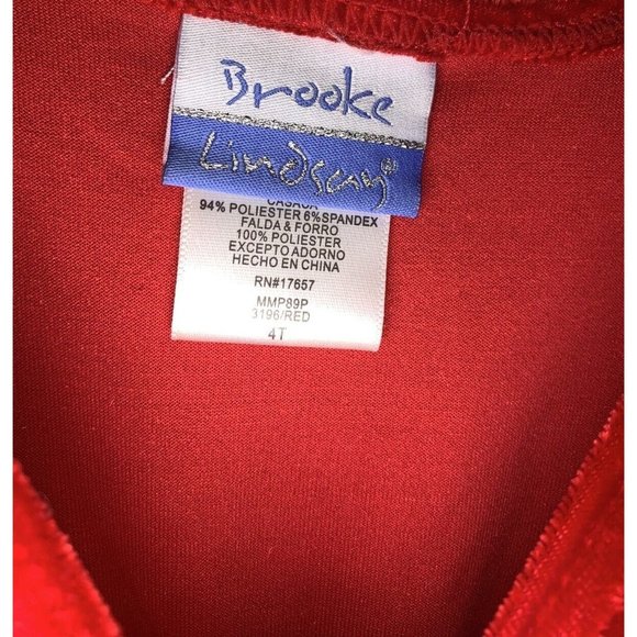 Brooke Lindsay Red Velour Top Plaid Christmas Dress Under Petticoat 4T - Picture 10 of 10